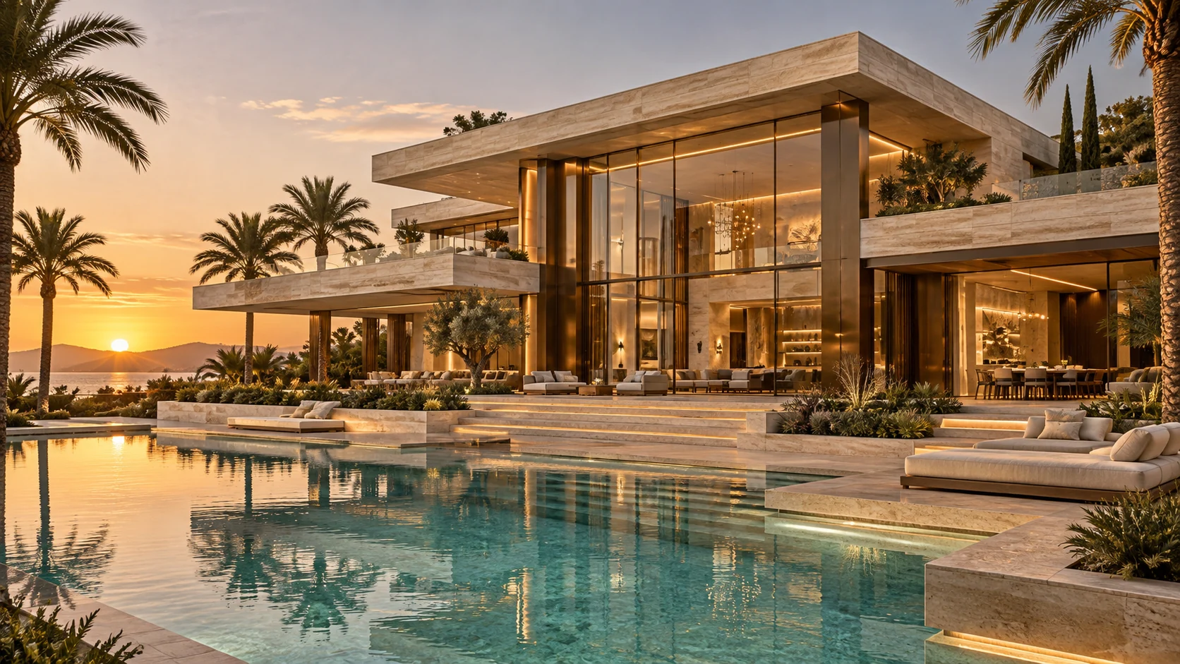 Villa Croma. A horizon drawn in stone and bronze.